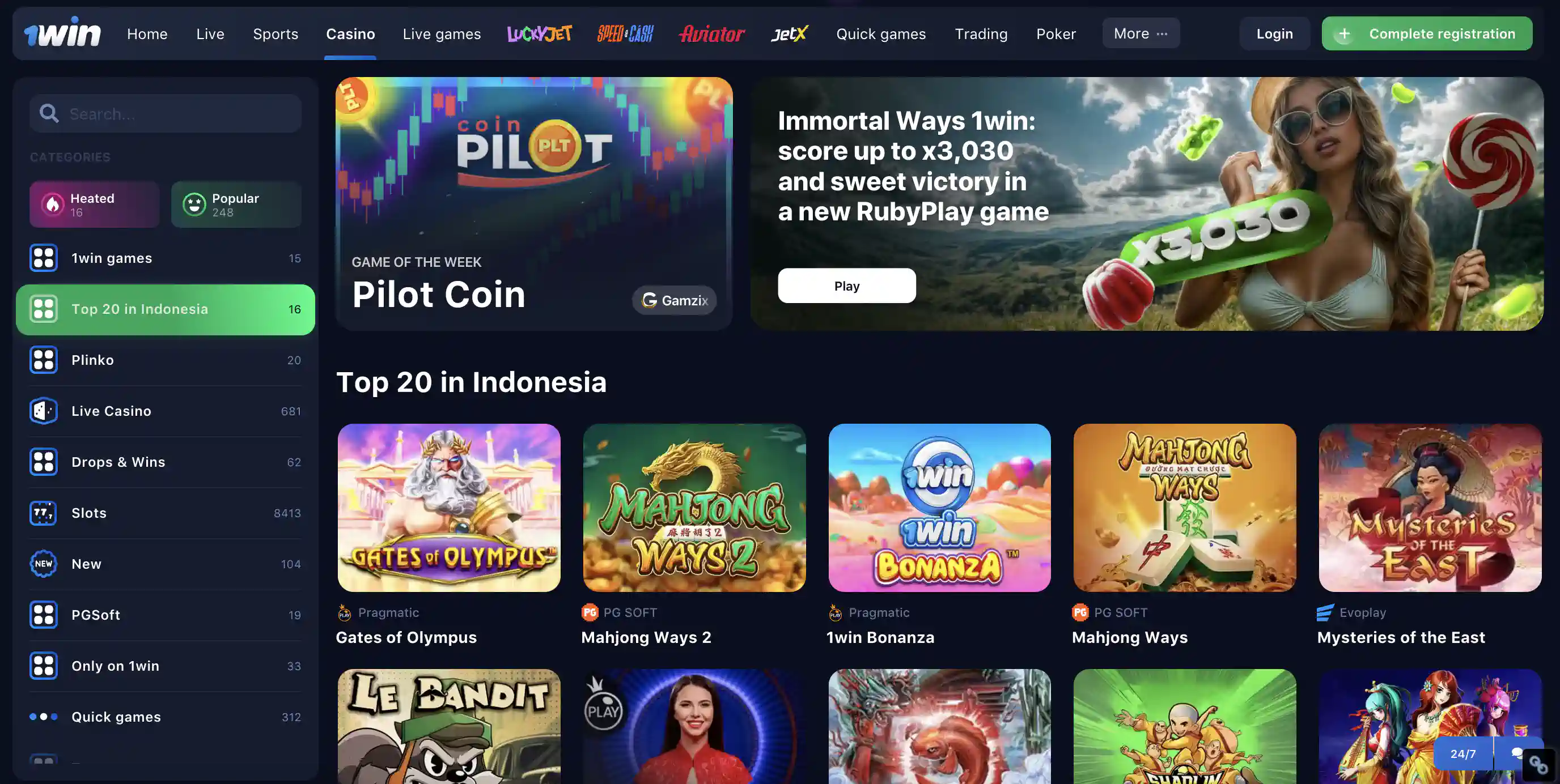 Top 1win games in casino Top 1win games in casino